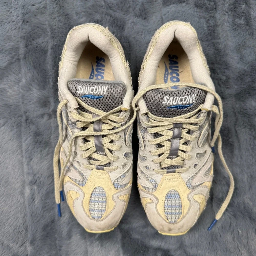 Saucony Grid Azura 2000 Mens 8 Tan Blue Yellow Athletic Sneakers S70571-1